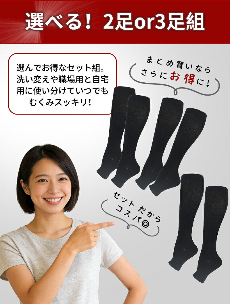 着圧ソックス 靴下 メンズ 2足セット ふくらはぎ 弾性ストッキング 段階圧力設計 加圧 ハイソックス オープントゥ むくみ対策 静脈瘤サポート 大きいサイズ 立ち仕事 男性用 加圧ソックス デスクワーク ゆるめ 男性 サポーター 介護