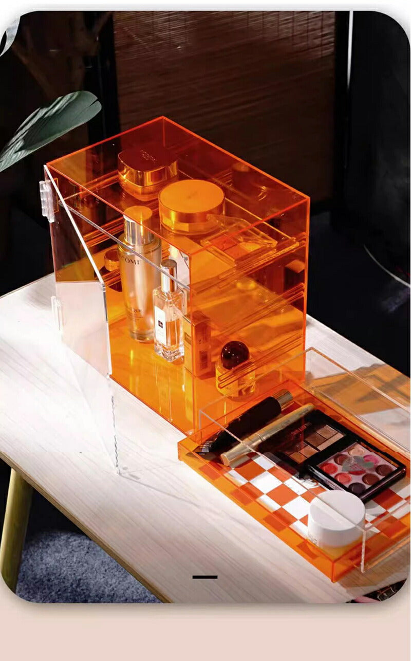 メイクボックス コスメケース 大容量 収納 化粧品 仕切り 高品質 コレクションケース コレクション ボックス クリアケース 透明展示ケース 扉付き 完成品 透 storage-038