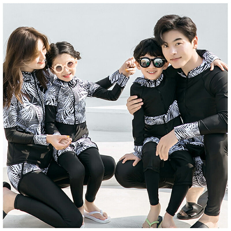 ペア水着 親子水着 ラッシュガード カップル 長袖 ペアルック 水着 レディース 上下セット メンズ ウェットスーツ セットアップ 競泳 人気 大きいサイズ お swimsuit-051