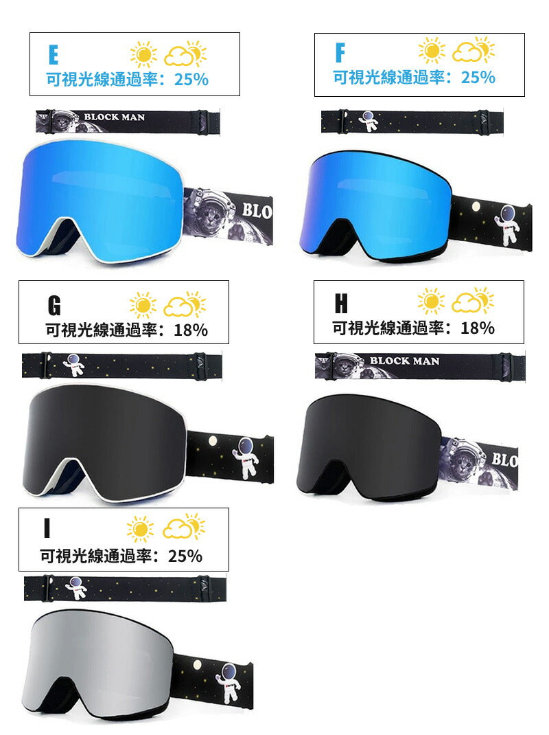 【マグネット着脱】スキー ゴーグル メンズ レディース マグネット メガネ 眼鏡対応 曇り止加工 紫外線カット スノーボードゴーグル フレームレスモデル 曇り goguru-001
