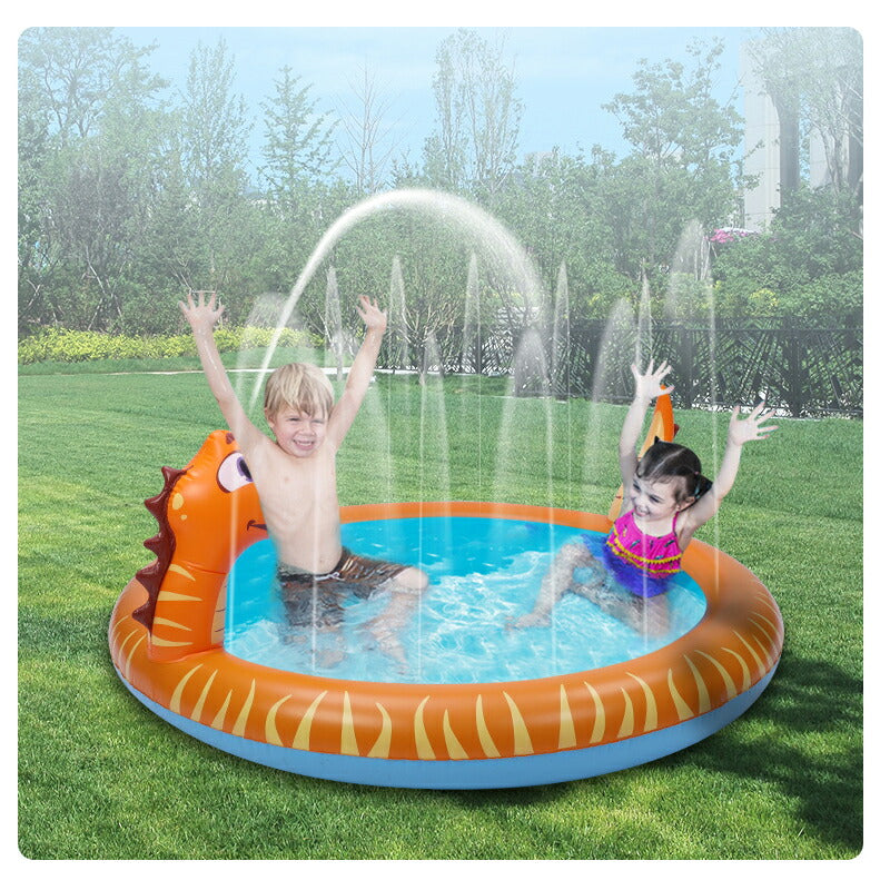噴水 プール 噴水マット 夏休み 水遊び 家庭用 キッズ 子ども 犬 暑さ対策 コンパクト 自宅 庭 2歳 スプラッシュプール プレイマット シャワー ビニール pool-004