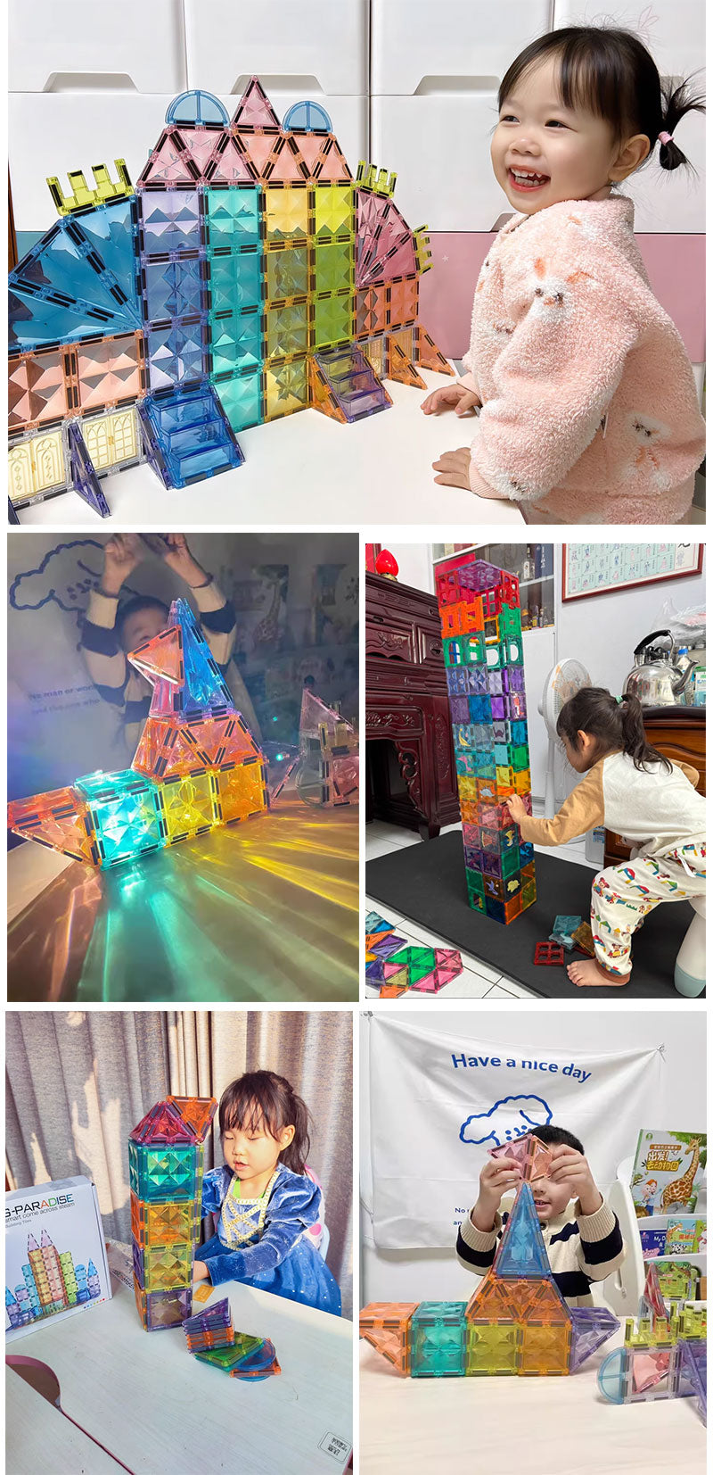 マグネットブロック 知育玩具 カラフルパズル 幼児 子供 男の子 女の子 3歳 4歳 5歳 教育 発育 創造 自由 自在 ギフト プレゼント お祝い
