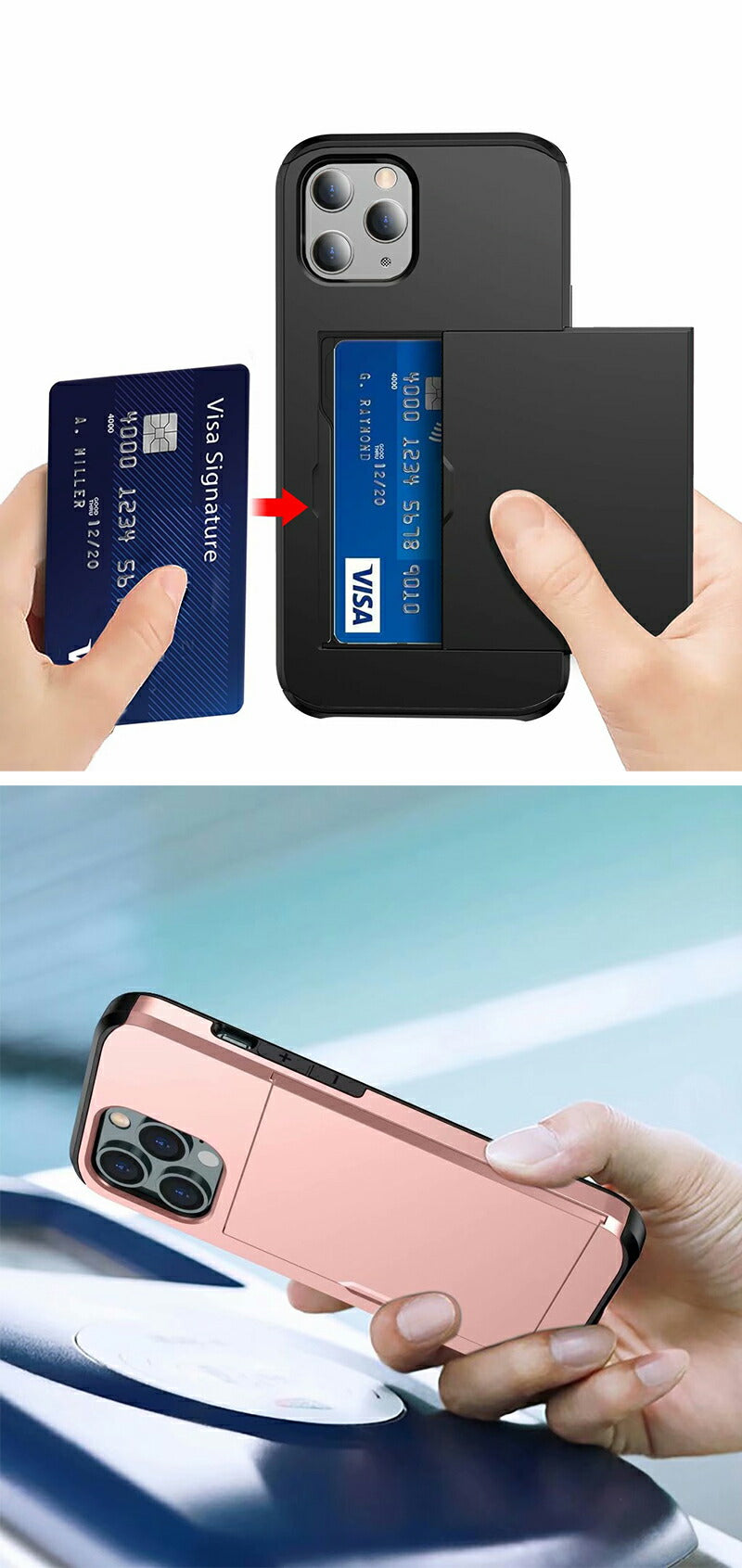 iphone ケース カード収納 2枚 背面収納 スリム 耐衝撃 カメラ保護 MIL規格準拠レベル 2重構造 指紋防止 傷防止 iPhone17 iPhone17Pro iPhone16 iPhone16e iPhone16Pro iPhone15 iPhone15Pro iPhone15ProMAX iPhone14 iPhone14Pro iPhone14ProMAX