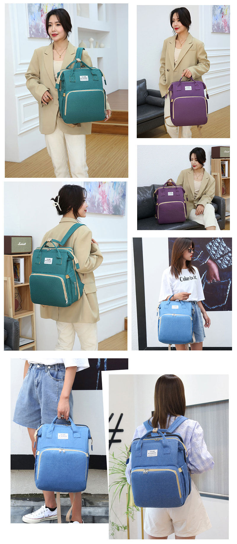 マザーズバッグ リュック ママバッグ ベビーベッド マザーズリュック 軽量 大容量 ポータブルベビーベッド おむつ交換 添い寝 折りたたみベッド 撥水 mummy-bag-01