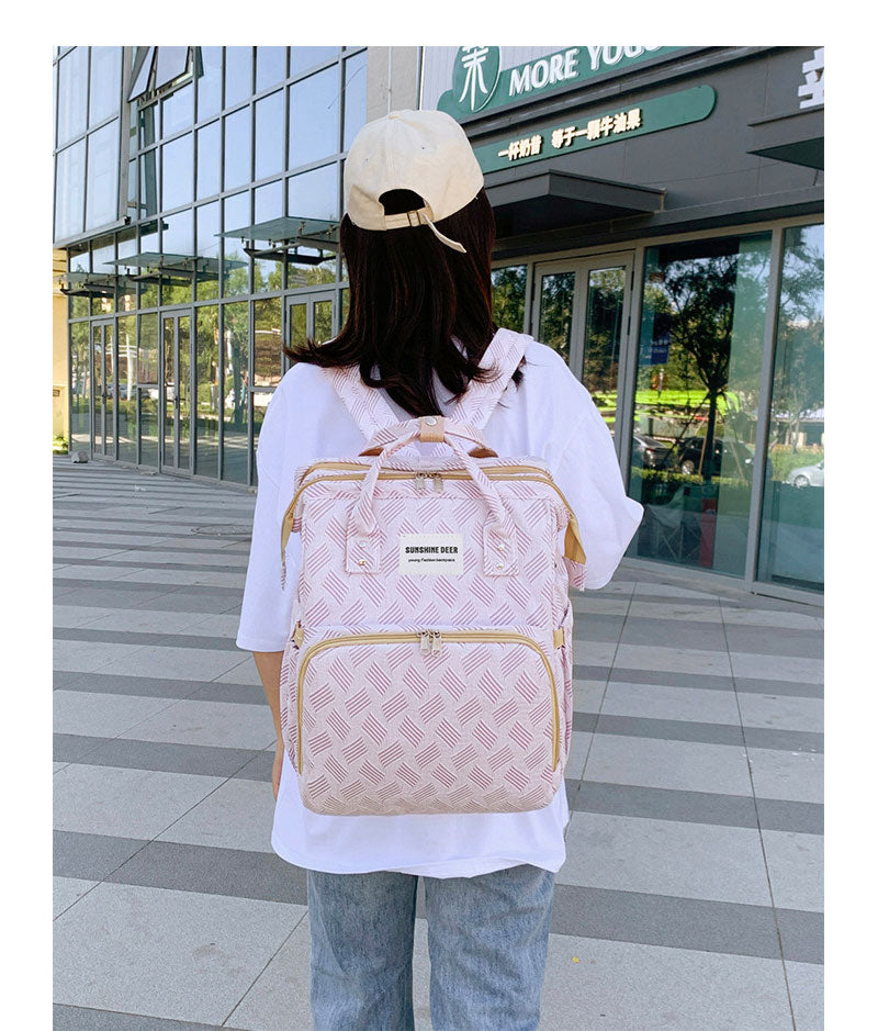 マザーズバッグ リュック ママバッグ ベビーベッド マザーズリュック 軽量 大容量 ポータブルベビーベッド おむつ交換 蚊帳付き USBポート添い寝 折りmummy-bag-04