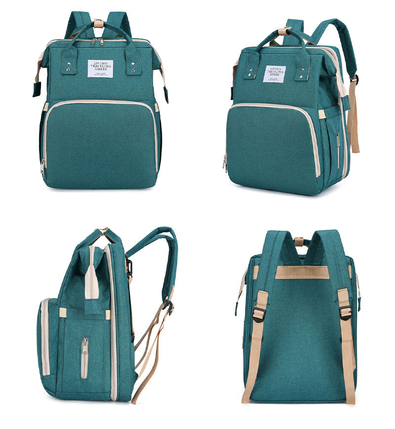 マザーズバッグ リュック ママバッグ ベビーベッド マザーズリュック 軽量 大容量 ポータブルベビーベッド おむつ交換 遮光カーテン付き USBポート mummy-bag-05