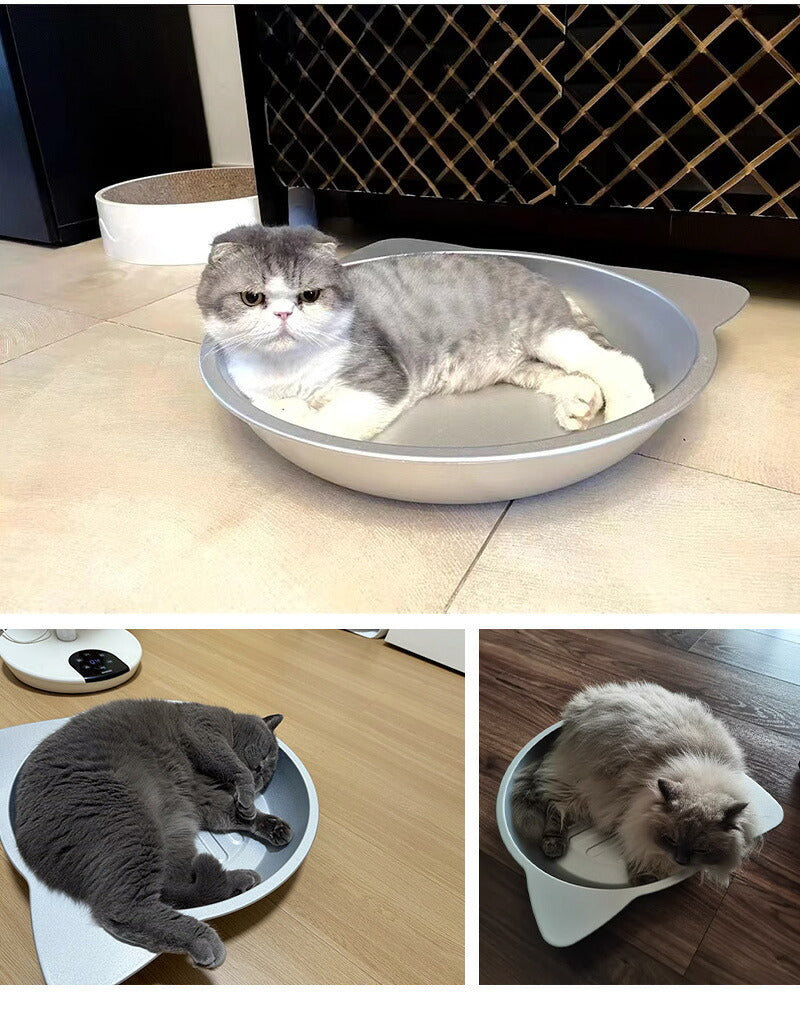 ネコベッド アルミ ベッド 猫 ひんやりベッド 猫鍋 犬 ねこ ひんやり 冷感 夏用 暑さ対策 M/L ジャンボサイズ クール たらい かわいい おしゃれ ねこ グッズ 猫顔型 猫ベッド ねこ鍋 ねこなべ 猫耳 ペットベッド ペット ペット用品 鍋