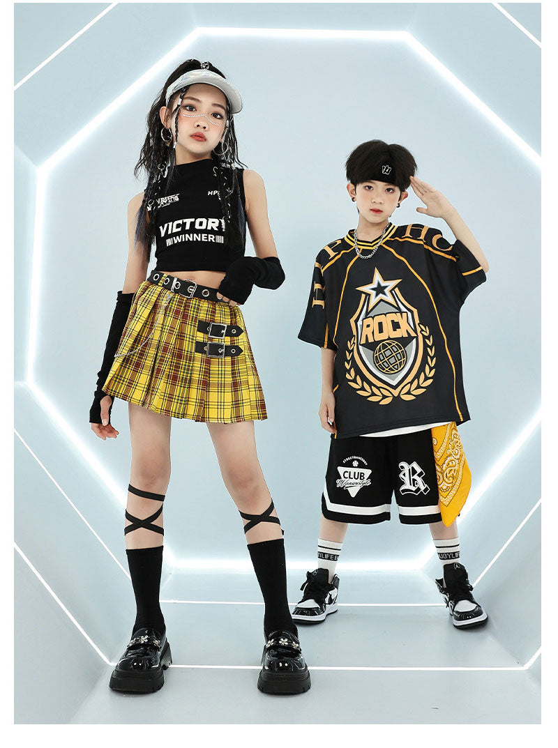 ダンス衣装 キッズ 衣装 セットアップ jazz k-pop キッズダンス衣装 デニム 子供服 女の子 ヘソ出し グレー ベージュ デニム チア ヒップホップ キッズダンス k-pop衣装 アームカバー 片腕 黒トップス ロングパンツ ジャズダンス 発表会 チアガール 韓国ファション 演出服