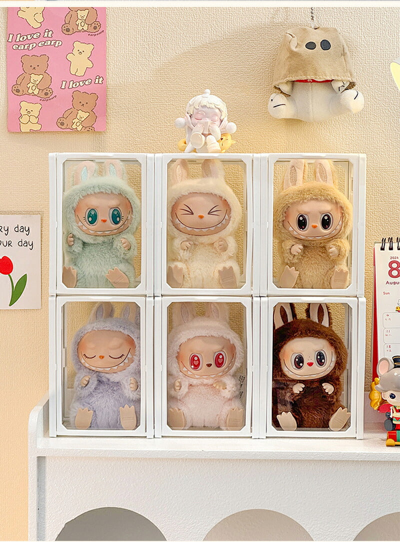 コレクションケース らぶぶ アクリル 棚 ボックス 卓上 LABUBU フィギュアケース ディスプレイケース コレクションボード ラブブ 展示ケース 飾り棚 透明 扉付き スタッキング おしゃれ クリア 人形 コレクション 積み重ね 汚れ防止 傷つけ防止 防塵 収納 透明ボックス