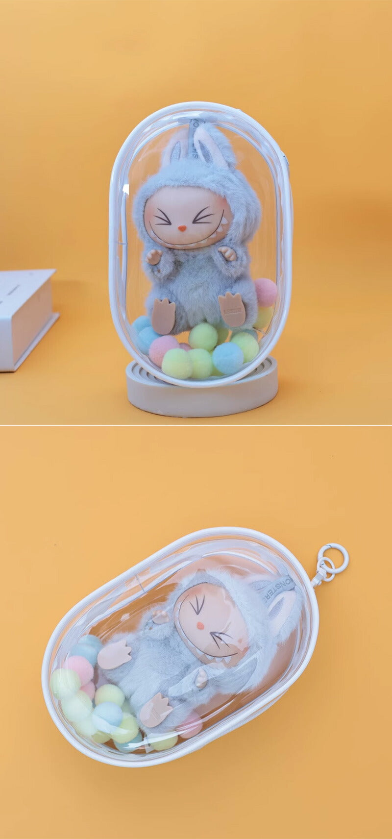 ケース ラブブ 収納バッグ LABUBU ボックスバッグ らぶぶ クリア おもちゃ用 ぬいポーチ 推し活 ぬいぐるみポーチ 痛バッグ ぬいぐるみ ポーチ 送料無料 推しぬいポーチ 透明 PVC 散歩用 防塵 携帯 収納ケース 汚れ防止 傷つけ防止 収納バッグ