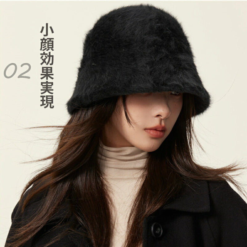 帽子 レディース バケットハット 防寒 深め バケハ 日よけ帽子 秋冬 ハット ウサギ毛 おしゃれ 暖かい ふわふわ 小顔効果 防寒対策 すっぴん隠し 肌触り良い 保温 軽量 兎毛混紡 サイズ調整 冬物 冬用 自転車 コーデ 冬 春 秋 プレゼント お出かけ 通勤