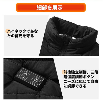 電熱ベスト  防寒着 速暖 日本製ヒーター 中綿 USB給電 洗える 三段階調温 軽量 冷え性 メンズ レーディス PSE認証済 15エリア発熱 新生活 電熱ウェア  S4XL インナー バイクウェア ヒーターベスト 加熱ベスト インナー