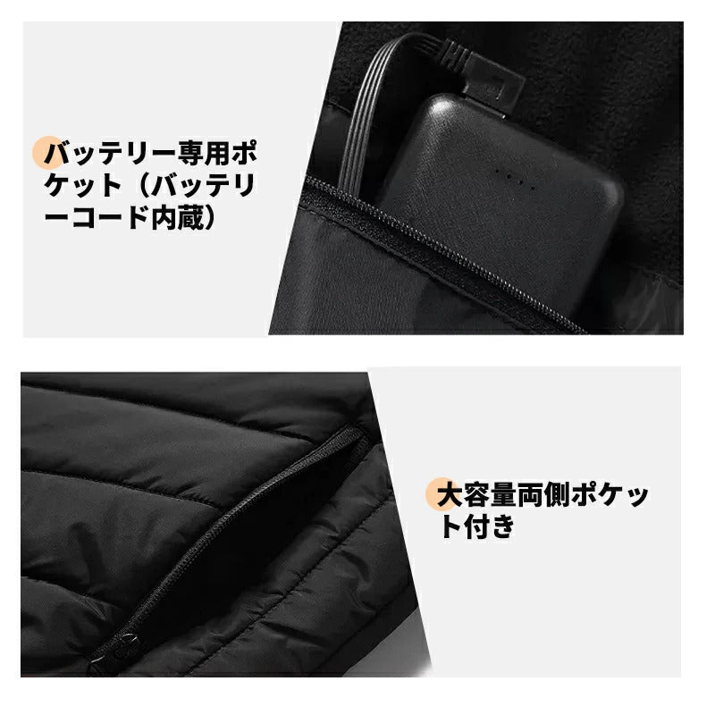 電熱ベスト 防寒着 速暖 日本製ヒーター 中綿 USB給電 洗える 三段階調温 軽量 冷え性 メンズ レーディス PSE認証済 15エリア発熱 新生活 電熱ウェア S4XL インナー バイクウェア ヒーターベスト 加熱ベスト インナー