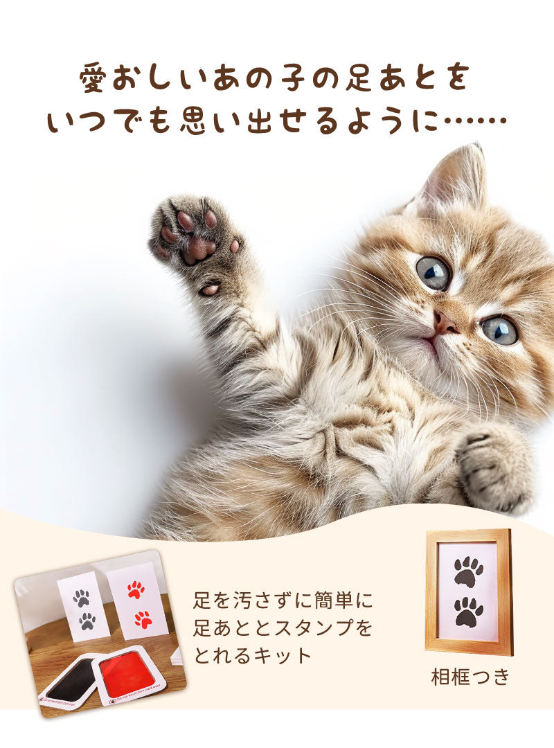 【フォトフレーム1個と台紙2枚】肉球 手形 犬 型取り 足型 猫 オリジナル スタンプ 肉球スタンプ記念 足形 足跡 肉球スタンプ 足あと 手形足形スタンプ 汚pet-002