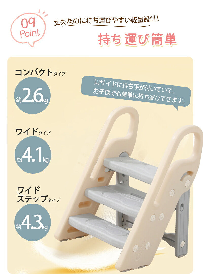 踏み台 子ども ステップ 子供 2段 3段 可変式 おしゃれ 軽量 高さ調節 手洗い 手すり付き ステップ台  ふみ台 滑り止め 折りたたみ トイレ 幼児 台所 キッズ 洗面所 庭手洗い 補助 補助便座  風呂台 足置き台 キッズステップ プレゼント