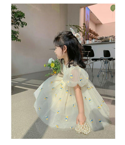 チュール ワンピース キッズ ドレス 半袖 女の子 結婚式 子供服 ベージュ ベビー服 春 夏 秋 フォーマル 膝丈 かわいい 子供 こども服 子ども服 子ども 七五三 ピアノ発表会 音楽会 演奏会 刺繍 キッズ服  シンプル おしゃれ