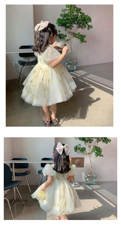 チュール ワンピース キッズ ドレス 半袖 女の子 結婚式 子供服 ベージュ ベビー服 春 夏 秋 フォーマル 膝丈 かわいい 子供 こども服 子ども服 子ども 七五三 ピアノ発表会 音楽会 演奏会 刺繍 キッズ服  シンプル おしゃれ