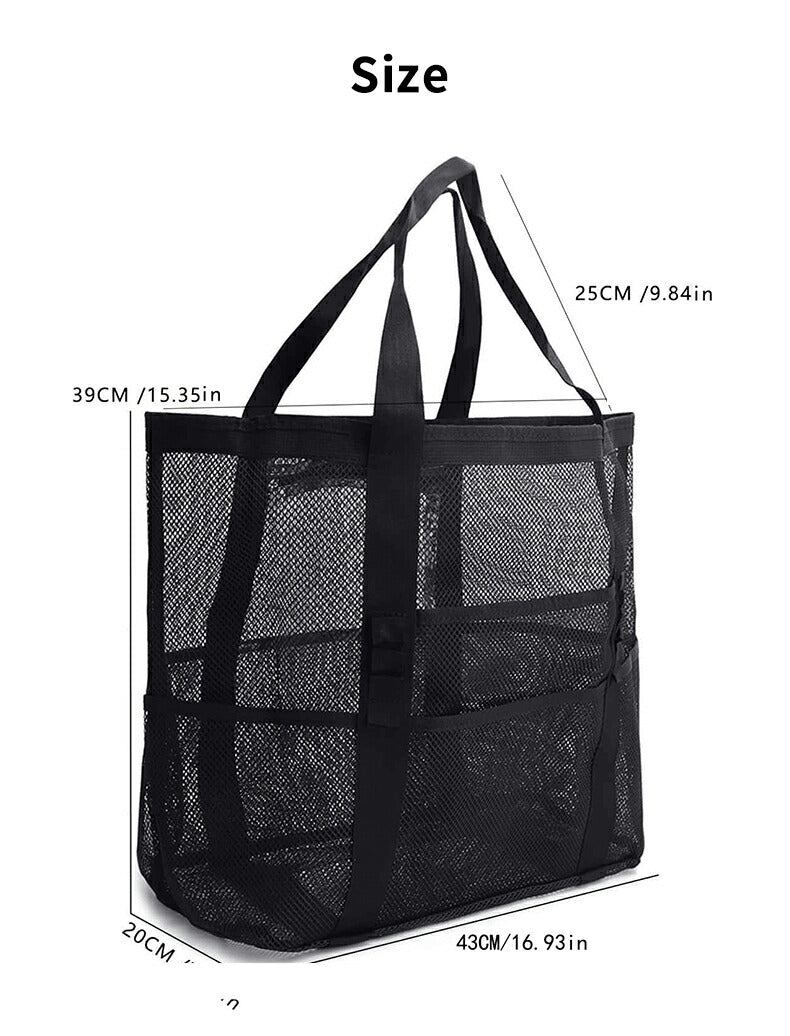 【クーポン利用で1,260円★20日終了！】トートバッグ メッシュ トート 大容量 メッシュバッグ プール ジム お風呂 ビーチバッグ プールバッグ ジムバッグ スパバッグ メッシュトート エコバッグ かばん ポケット付き ビーチトートバッグ サウナバッグ