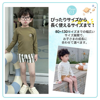 水着 上下セット ベビー ラッシュガード 3点セット 長袖 キッズ スイムウェア 夏 スイムパンツ 男の子 女の子 UV セパレート 子供 80 90 100 110 120 130 男児 子供用 ベビー水着 動きやすい 服 キャップ付き 上下セット子供 キャップ