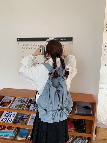 リュック ショルダーバッグ レディース ドローストリング かわいい 学生 軽量 通勤 通学 ジップ ポケットいっぱい リュックサック バックパック 韓国人気 新学期 入学祝い おしゃれ カジュアル ブラック ブルー