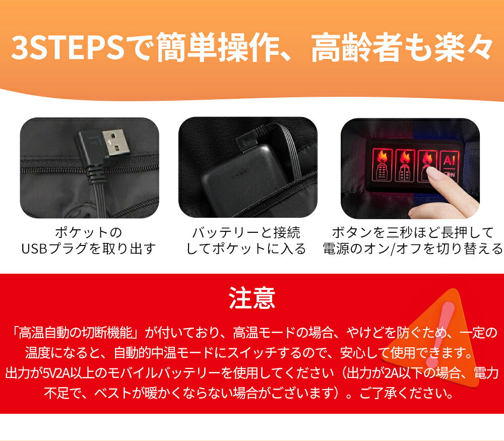 電熱ベスト日本製 21枚繊維ヒーター 20000mAhバッテリー 発熱ベスト 3段温度調整 防寒ベスト ヒーター 付き 加熱ベスト インナー usb 電気ベスト レディース メンズ 防寒 速暖 電熱ウェア 大きいサイズ 男女兼用