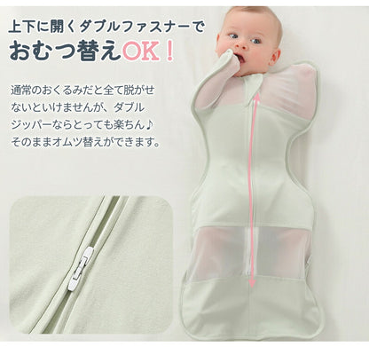 スワドル おくるみ  夏用スワドル 着るおくるみ 手が出せる すわどる  赤ちゃん メッシュ 手が出る アップ 綿100% 新生児 涼しい モロー反射 l 大きいサイズ 夏 春 秋 夜泣き コットン 夏用 年中快適 タイプ 熟睡 安眠 寝返り対策 対策
