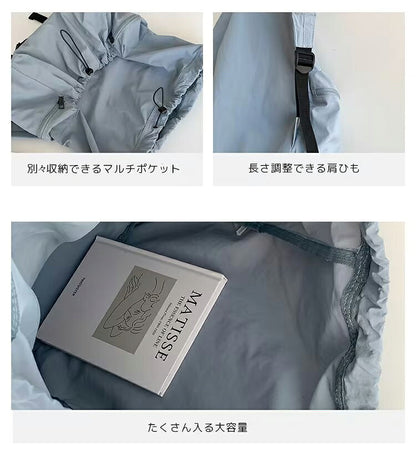 リュック ショルダーバッグ レディース ドローストリング かわいい 学生 軽量 通勤 通学 ジップ ポケットいっぱい リュックサック バックパック 韓国人気 新学期 入学祝い おしゃれ カジュアル ブラック ブルー