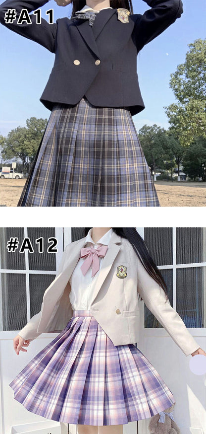 入学式 卒業式 スーツ 女の子 6点セット小学生 子供服 中学生 高校生 大きいサイズ ジャケット お受験 卒業式服  発表会 ブラウス スカート リボン エンブレム フォーマルスーツ 卒服 ジュニアスーツ ブラックフォーマル