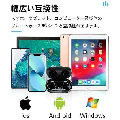 【P20倍】【Bluetooth5.3+日本語音声】ワイヤレスイヤホン bluetooth イヤホン 残量表示 AAC対応 Hi-Fi高音質 低遅延 自動ペアリング ノイズキャンセリング 40時間 Type‐C急速充電 IPX7防水 片耳/両耳 快適な装着感 軽量 iPhone EDR