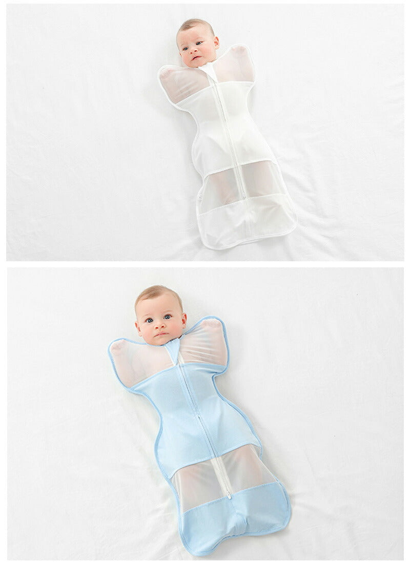 スワドル おくるみ  夏用スワドル 着るおくるみ 手が出せる すわどる  赤ちゃん メッシュ 手が出る アップ 綿100% 新生児 涼しい モロー反射 l 大きokurumi-0014