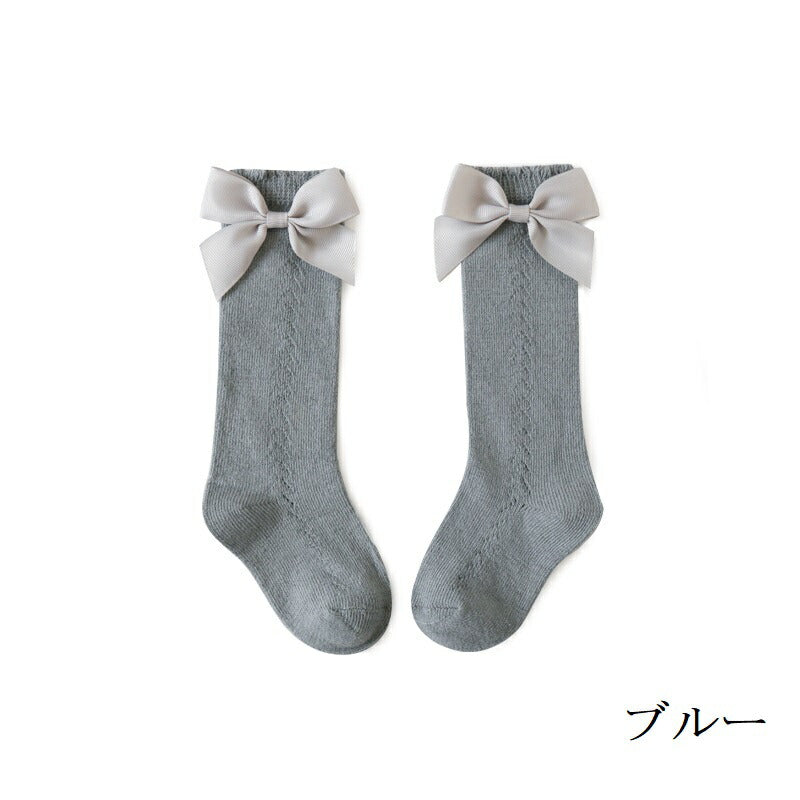 靴下 3足セット ソックス ハイソックス ロング 子供用靴下 子供 こども キッズ ベビー 男の子 女の子 膝下丈 ひざ下丈 ボーダー 黒 おもしろ おしゃれ 女児 幼稚園 女の子 小学生 通園 通学 メロー リボン 幼児 クルー丈 白