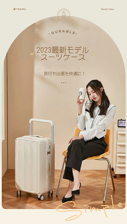 スーツケース 機内持ち込み USBポート付き ファスナータイプ 前ポケット キャリーケース 前開き キャリーバッグ レディース かわいい Sサイズ Mサイズ トランク 泊まる 超軽 TSAロック搭載 大容量 2way 修学旅行