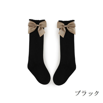 靴下 3足セット ソックス ハイソックス ロング 子供用靴下 子供 こども キッズ ベビー 男の子 女の子 膝下丈 ひざ下丈 ボーダー 黒 おもしろ おしゃれ 女児 幼稚園 小学生 通園 通学 メロー リボン クルー丈 白 女の子 幼児