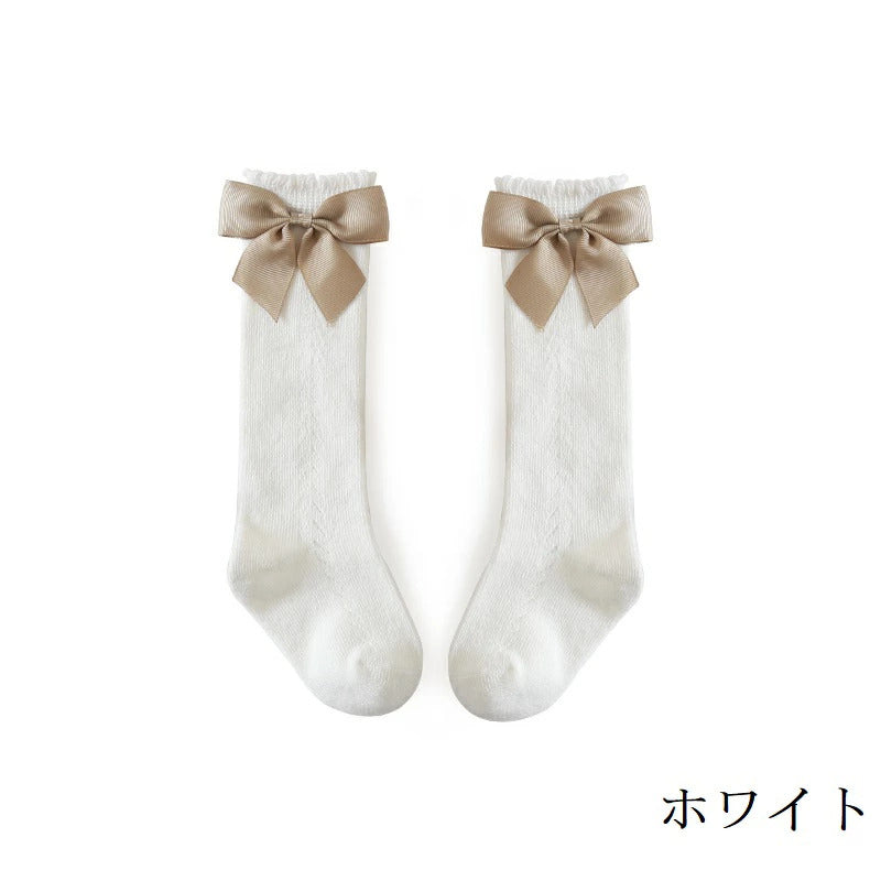 靴下 3足セット ソックス ハイソックス ロング 子供用靴下 子供 こども キッズ ベビー 男の子 女の子 膝下丈 ひざ下丈 ボーダー 黒 おもしろ おしゃれ 女児 幼稚園 女の子 小学生 通園 通学 メロー リボン 幼児 クルー丈 白