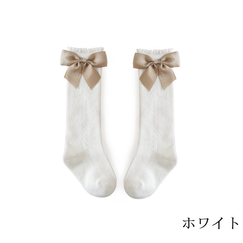 靴下 3足セット ソックス ハイソックス ロング 子供用靴下 子供 こども キッズ ベビー 男の子 女の子 膝下丈 ひざ下丈 ボーダー 黒 おもしろ おしゃれ 女児 幼稚園 小学生 通園 通学 メロー リボン クルー丈 白 女の子 幼児