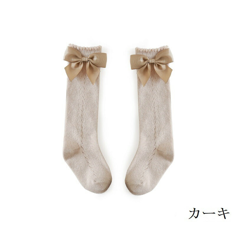 靴下 3足セット ソックス ハイソックス ロング 子供用靴下 子供 こども キッズ ベビー 男の子 女の子 膝下丈 ひざ下丈 ボーダー 黒 おもしろ おしゃれ 女児 幼稚園 小学生 通園 通学 メロー リボン クルー丈 白 女の子 幼児