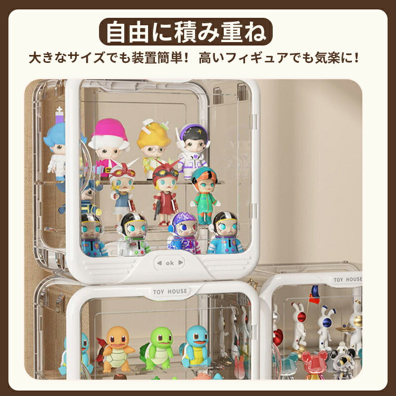 フィギュアケース 収納 高品質 クリアケース 透明展示ケース コレクションケース コレクション ボックス 積み重ね可能 扉付き 組み立て式 透明 アクリル ケーstorage-013