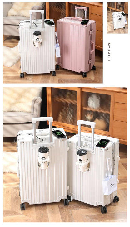 スーツケース 機内持ち込み USBポート付 カップホルダー キャリーバッグ レディース かわいい Sサイズ Mサイズ トランク 泊まる 超軽 TSAロック搭載 大容量 修学旅行 海外旅行 GOTOトラベル 国内旅行 ジッパーM