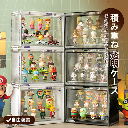 フィギュアケース 収納 高品質 アクリル ケース ボックス コレクションケース コレクション ボックス クリアケース 透明展示ケース 積み重ね可能 扉付き 組み立て式 透明 コレクションケース コレクションボックス アクリルケース