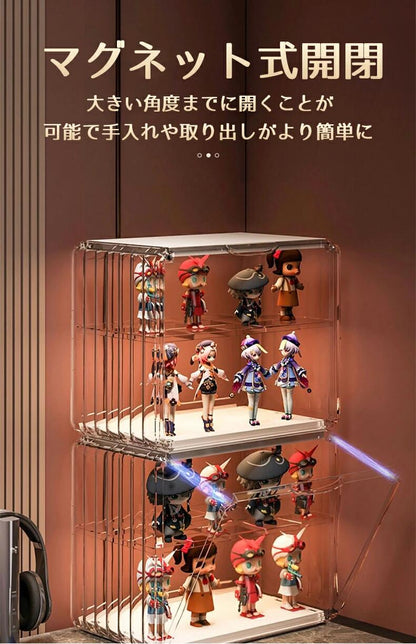 フィギュアケース 高品質 コレクションケース 収納 コレクション ボックス クリアケース 透明展示ケース 積み重ね可能 扉付き 組み立て式 透明 アクリル ケース ボックス コレクションケース コレクションボックス アクリルケース