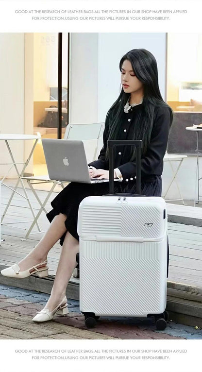 スーツケース フロントオープン 機内持ち込み Sサイズ ファスナータイプ USBポート付き キャリーケース 軽量 トップオープン 前開き キャリーバッグ ビジネス 出張 旅行 メンズ かわいい 静音 ブラック トランクケース 小型 大容量
