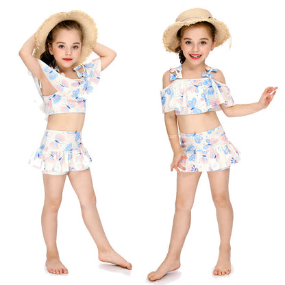 水着 キッズ 女の子 セパレート 夏にぴったり可愛い蝶々柄 送料無料水着　キッズ 水着 女の子 ベビー水着 ワンピース 赤ちゃん ビキニ ジュニア セパレート 可愛い水着　子供用 こども ジュニア 女児 女子 みずぎ水着 送料無料 身長80-140CM適用