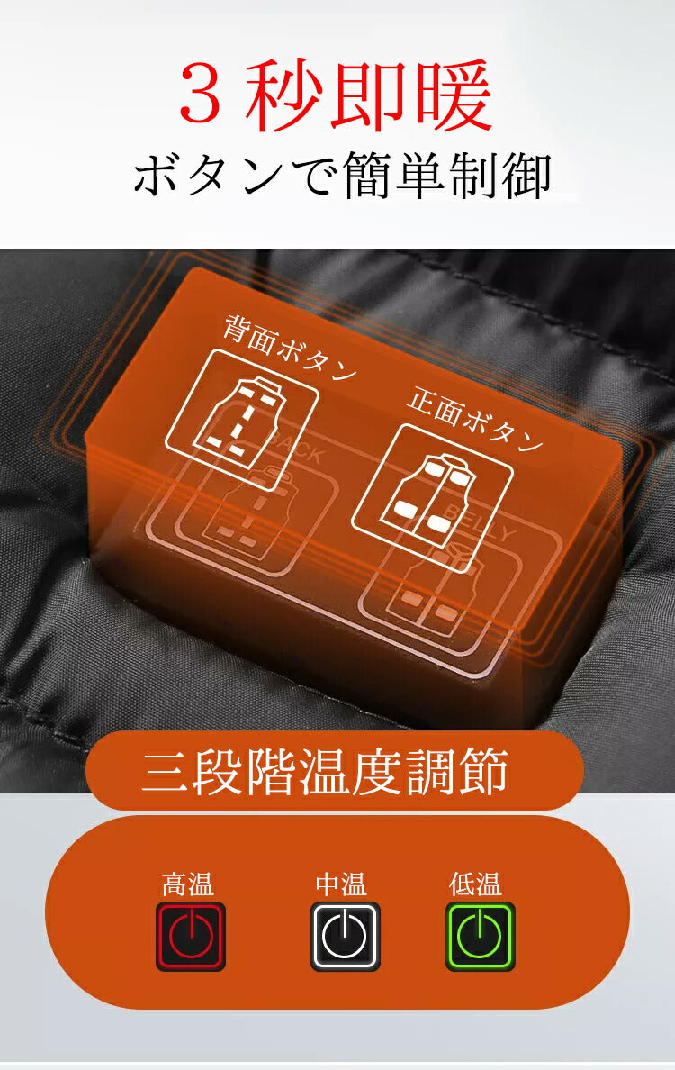 【最後の在庫処分】電熱ベスト  防寒着 速暖 日本製ヒーター ダウン USB給電 洗える 三段階調温 軽量 冷え性 メンズ レーディス 11エリア発熱 新生活 besuto-06