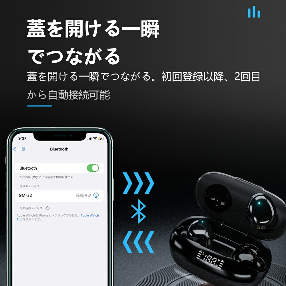【P20倍】【Bluetooth5.3+日本語音声】ワイヤレスイヤホン bluetooth イヤホン 残量表示 AAC対応 Hi-Fi高音質 低遅延 自動ペアリング ノイズキャンセリング 40時間 Type‐C急速充電 IPX7防水 片耳/両耳 快適な装着感 軽量 iPhone EDR