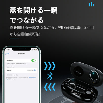 【P20倍】【Bluetooth5.3+日本語音声】ワイヤレスイヤホン bluetooth イヤホン 残量表示 AAC対応 Hi-Fi高音質 低遅延 自動ペアリング ノイズキャンセリング 40時間 Type‐C急速充電 IPX7防水 片耳/両耳 快適な装着感 軽量 iPhone EDR