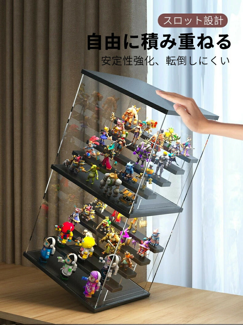 フィギュアケース LEDライト 収納 高品質 コレクションケース コレクション ボックス クリアケース 透明展示ケース 積み重ね可能 扉付き 組み立て式 透明 アクリル ケース コレクションボックス アクリルケース コレクションケース