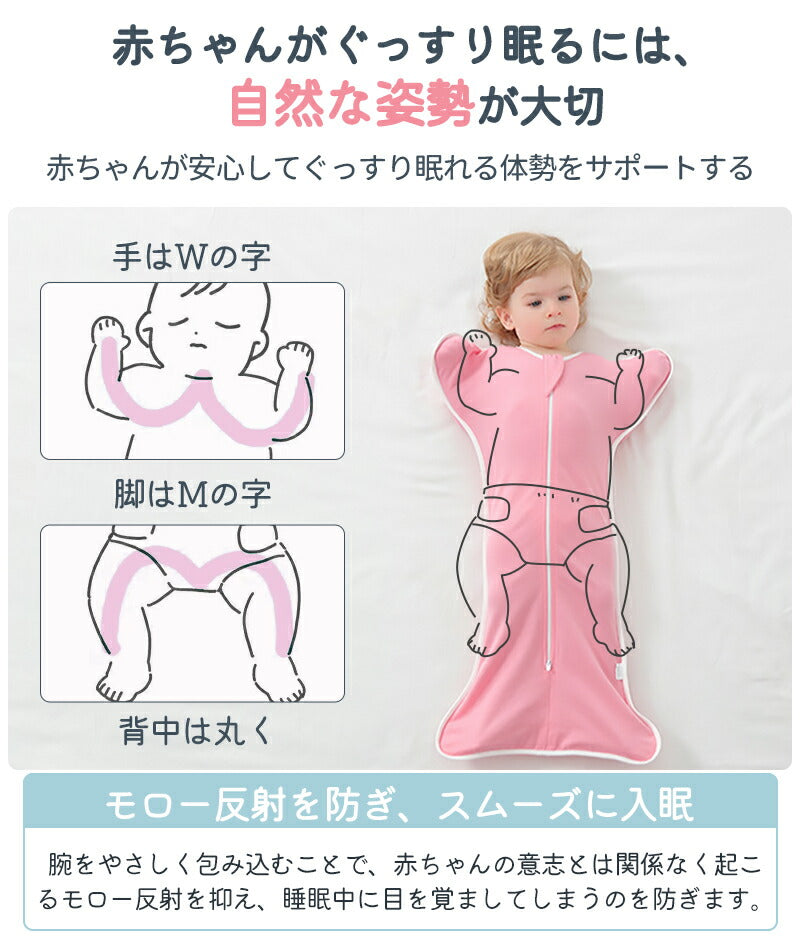 おくるみ スワドル ベビー コットン 赤ちゃん スリーパー 寝返り対策 安眠 夜泣き対策 モロー反射 寝かしつけ ベビー服 黄昏泣き  通気 敏感肌 静電気防止okurumi-005-1
