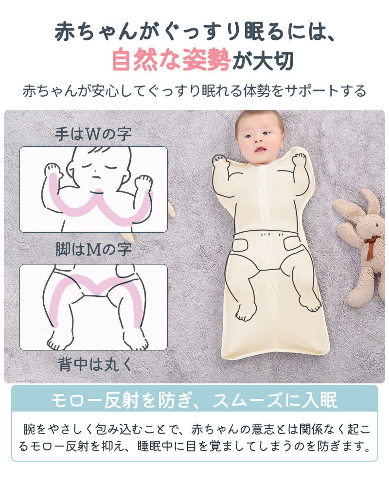 おくるみ スワドル 新生児 赤ちゃん 綿100% 安眠 熟睡 寝かしつけ 夜泣き対策 モロー反射 背中スイッチ 寝ぐずり対策 通気性 吸水性 吸水性ュ 出産準備sleepbag-007-1