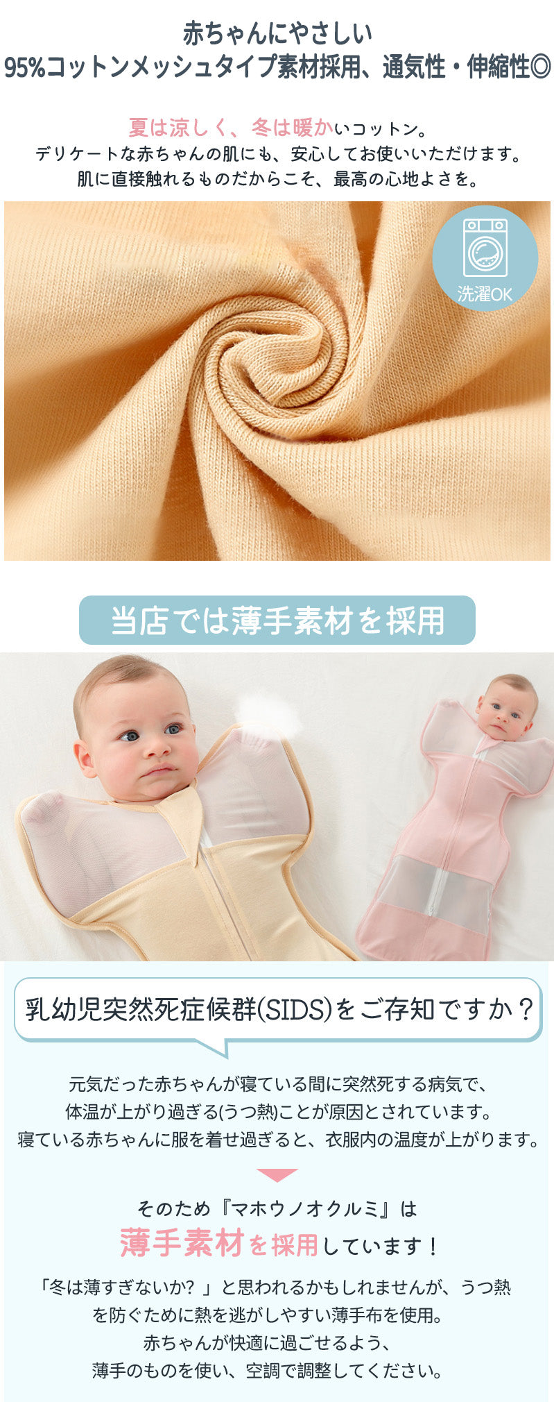 スワドル おくるみ  夏用スワドル 着るおくるみ 手が出せる すわどる  赤ちゃん メッシュ 手が出る アップ 綿100% 新生児 涼しい モロー反射 l 大きいサイズ 夏 春 秋 夜泣き コットン 夏用 年中快適 タイプ 熟睡 安眠 寝返り対策 対策