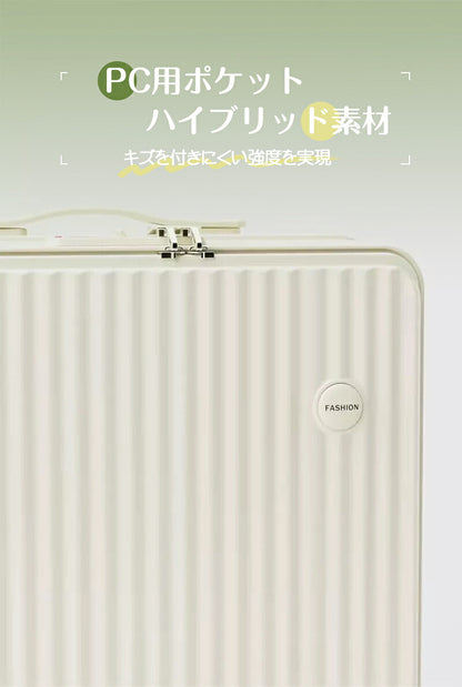 スーツケース Mサイズ キャリーバッグ 前開き キャリーケース ファスナータイプ トランクケース 機内持込み USBポート カップホルダー ダイヤル式ロック 8輪 静音 軽量 多収納ポケット 24インチ 大容量 出張 国内旅行 修学旅行